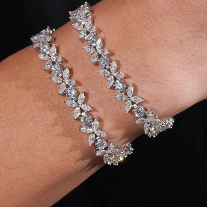 New 925 Silver Marquise Moissanite Bracelet