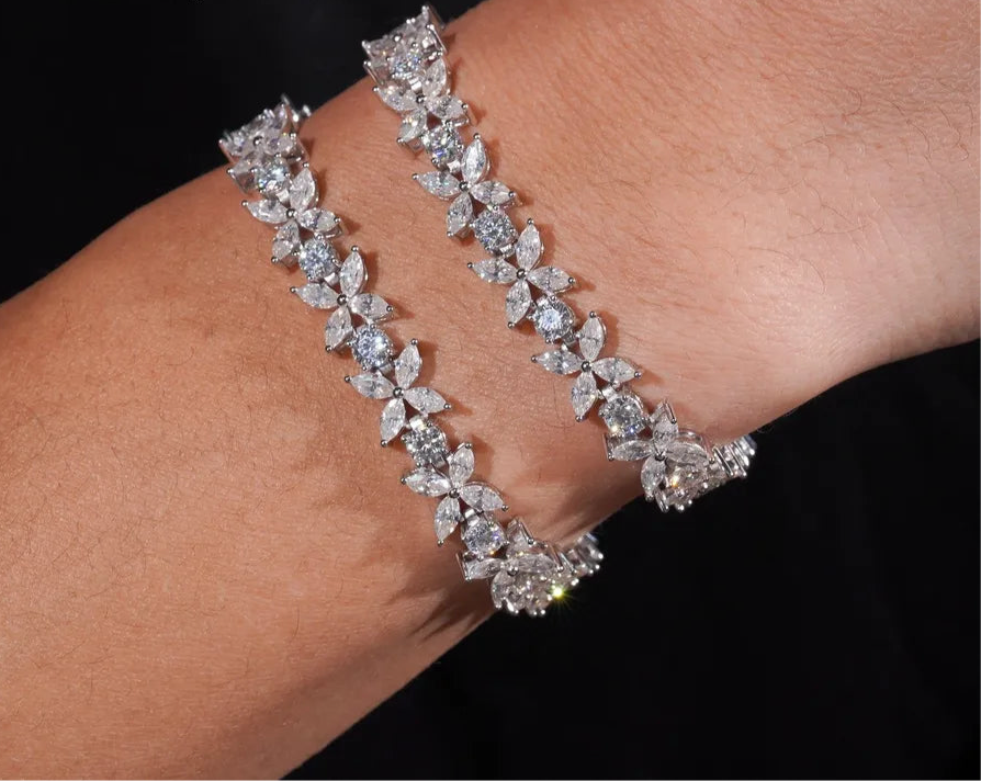 New 925 Silver Marquise Moissanite Bracelet